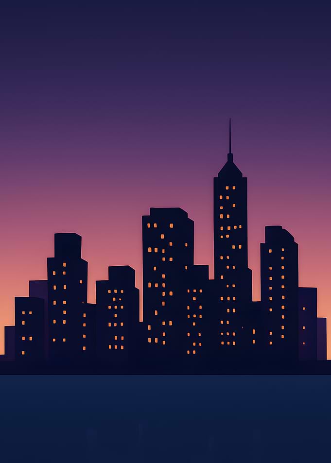 Cityscape Silhouette at Dusk