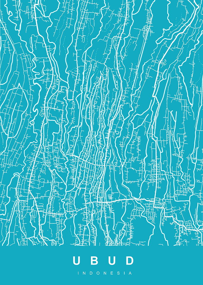 Ubud, Indonesia Map Art Print
