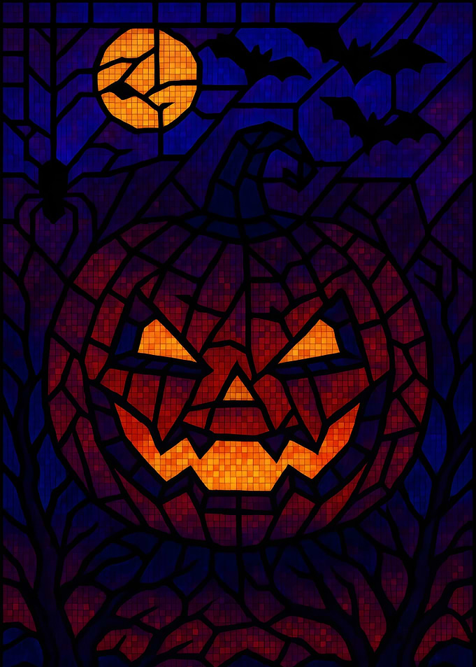 Halloween Pumpkin Stained Glass