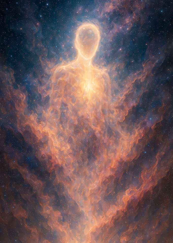 Fantasy Nebula Humanoid Figure in Space
