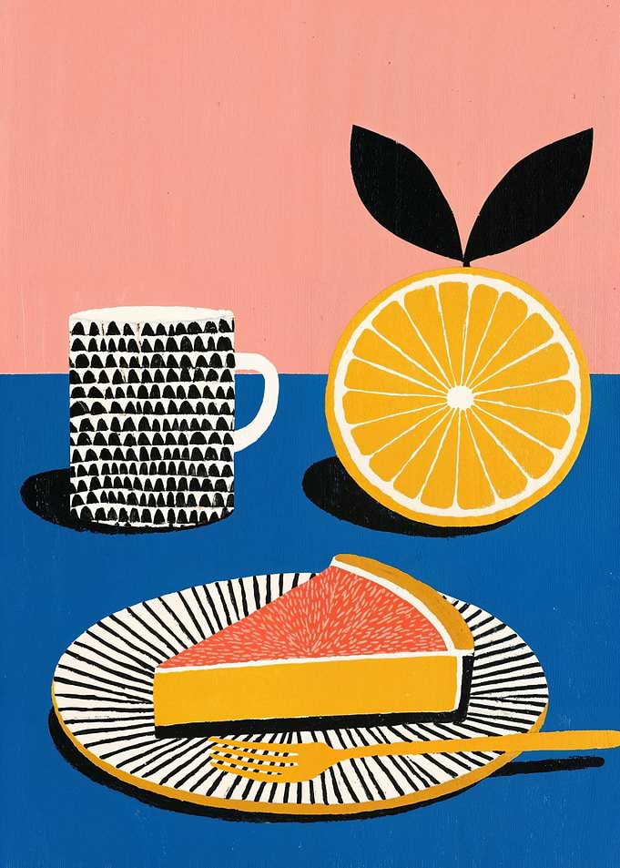 Still Life with Citrus and Cake