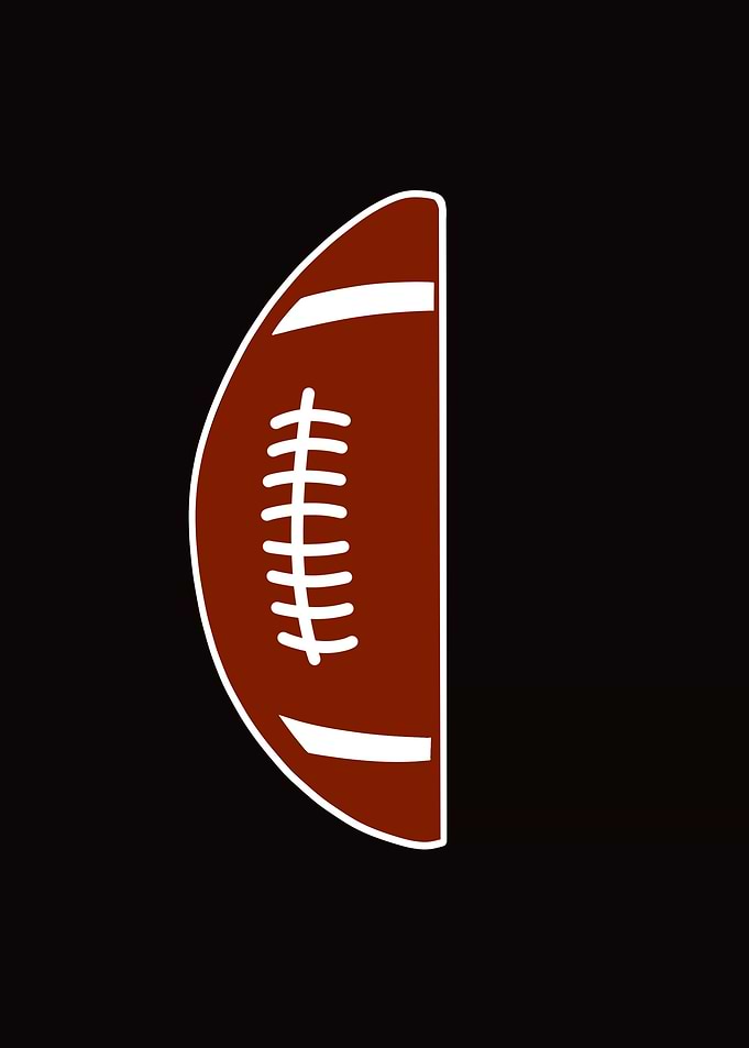 Half Football on Black Background