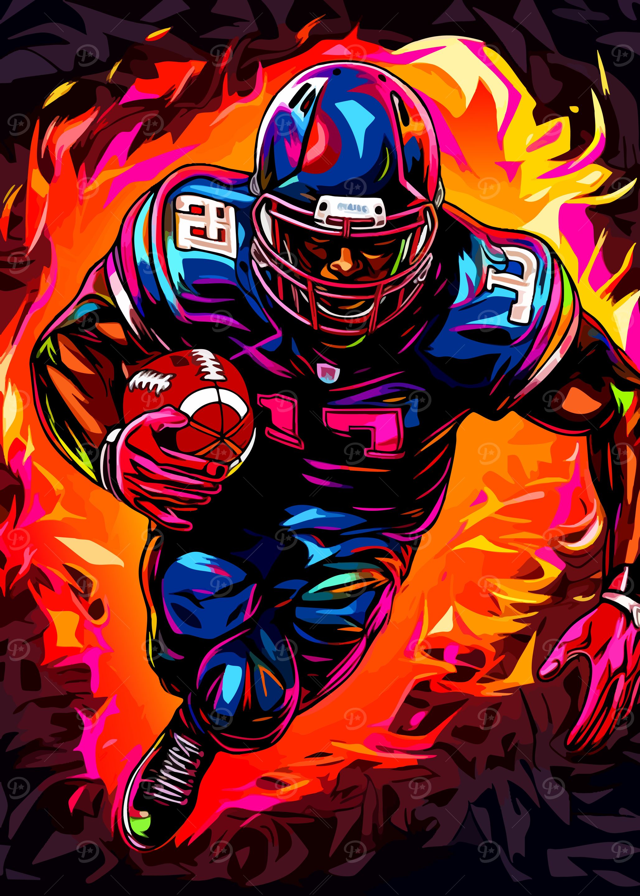 American Football Player in Action