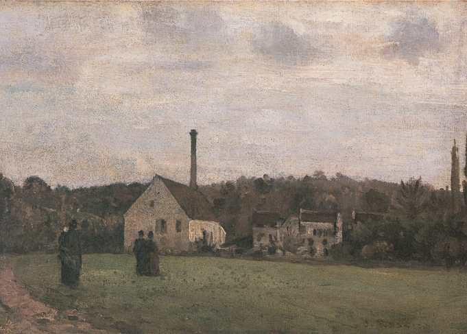 Landscape with Factory and Figures Painting