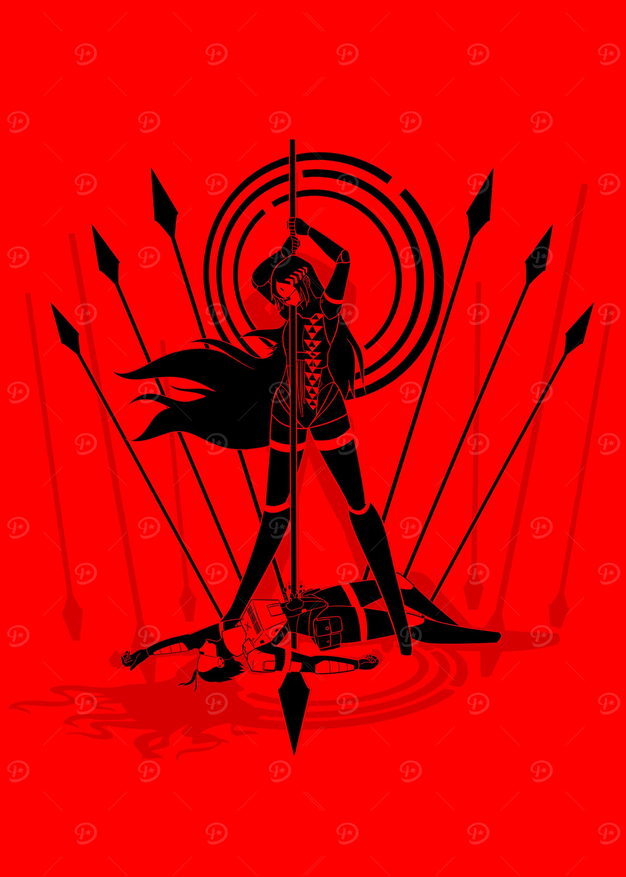 Red and Black Warrior Illustration