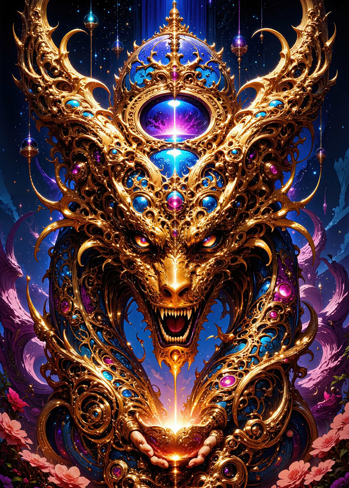 Ornate Golden Dragon with Gemstones