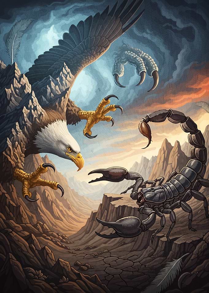 Eagle versus Scorpion Desert Landscape