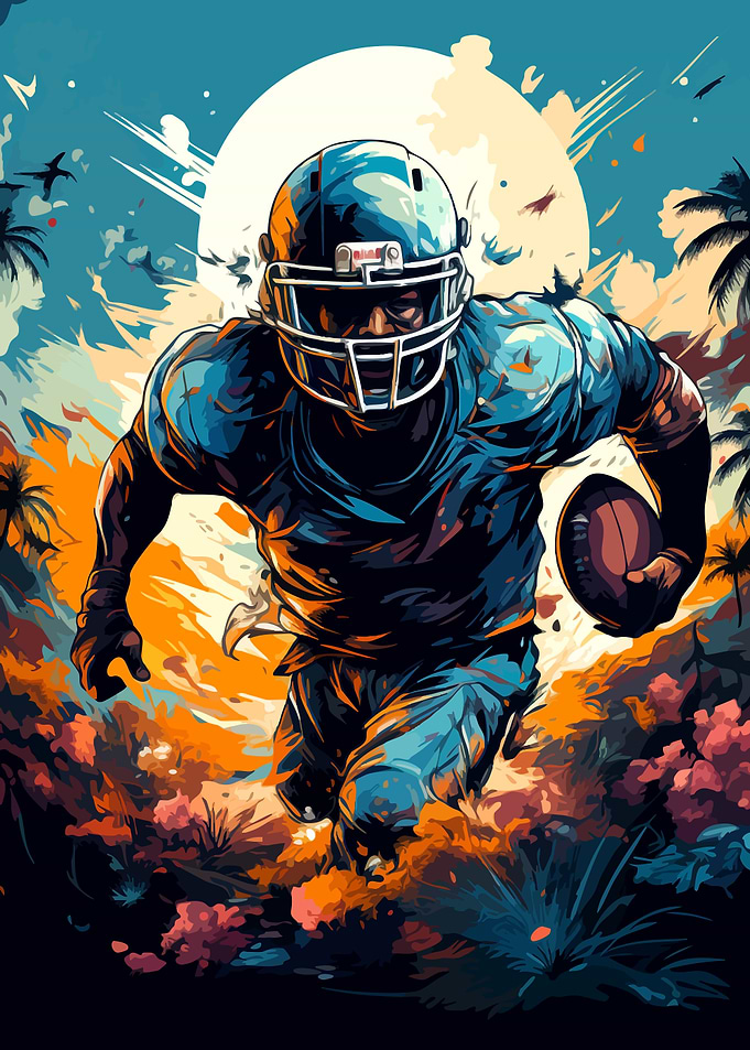 Football Player Running with Ball