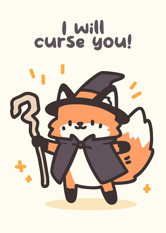 Cartoon Fox Witch with Curse