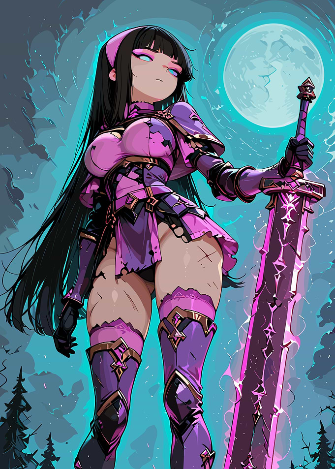Anime Warrior Girl with Sword