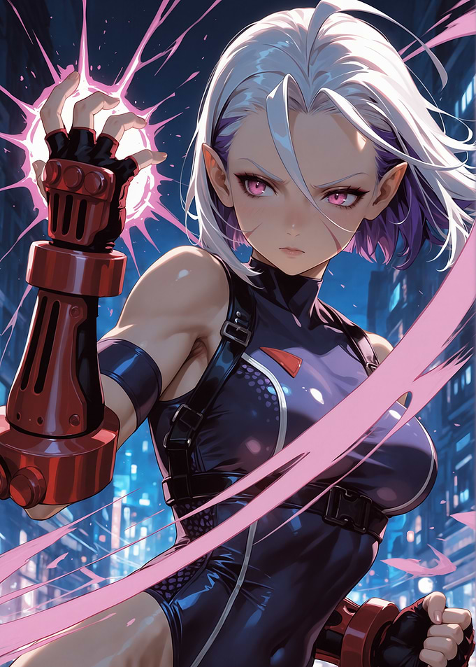 Anime Girl with Cybernetic Arm