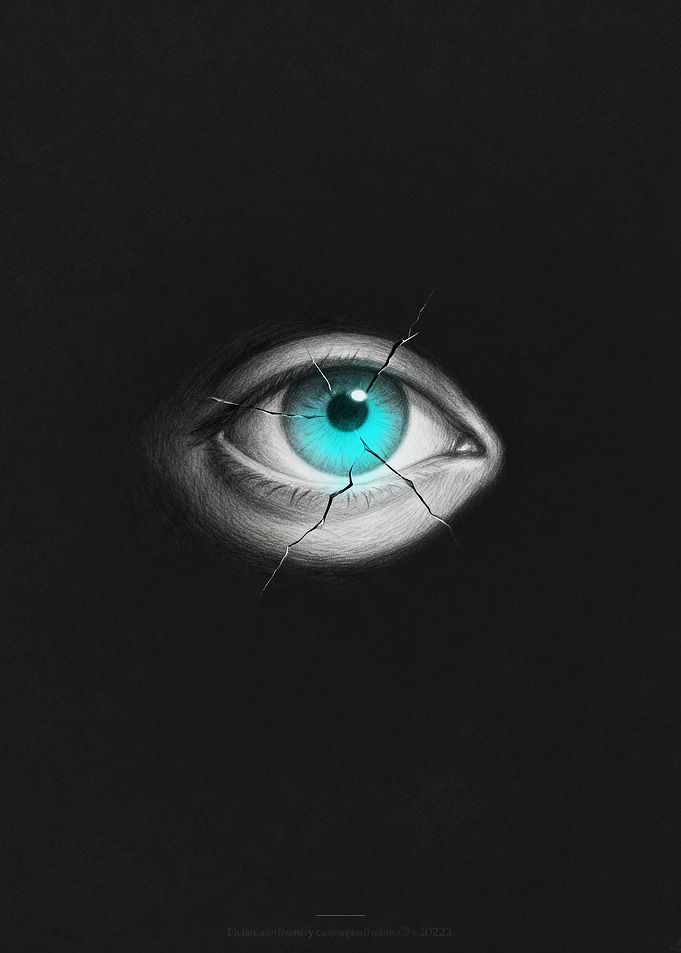 Cracked Eye with Teal Iris