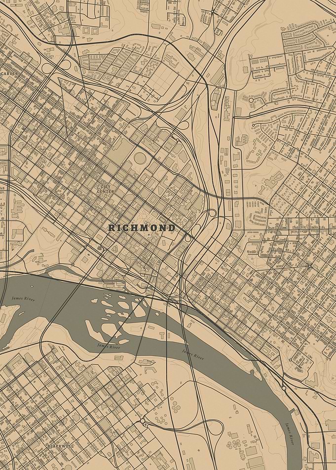 Vintage Map of Richmond, Virginia