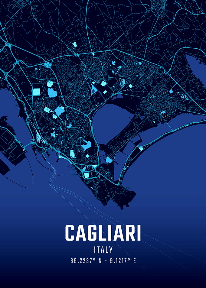 Cagliari Midnight City Map