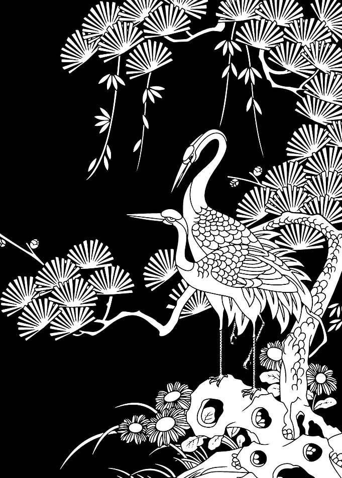 Elegant Cranes in Black and White