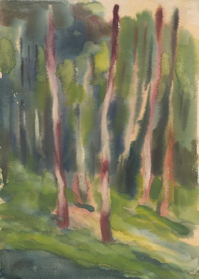 Watercolor Forest Landscape Painting