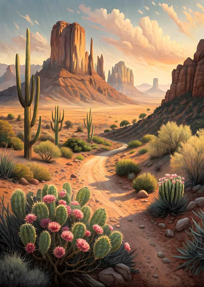 Serenity in the Desert: A Southwestern Sunset Landscape