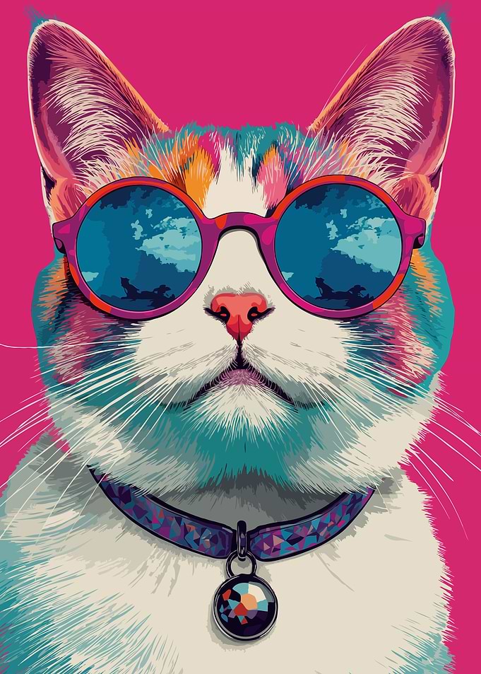 Cool Cat with Sunglasses Portrait