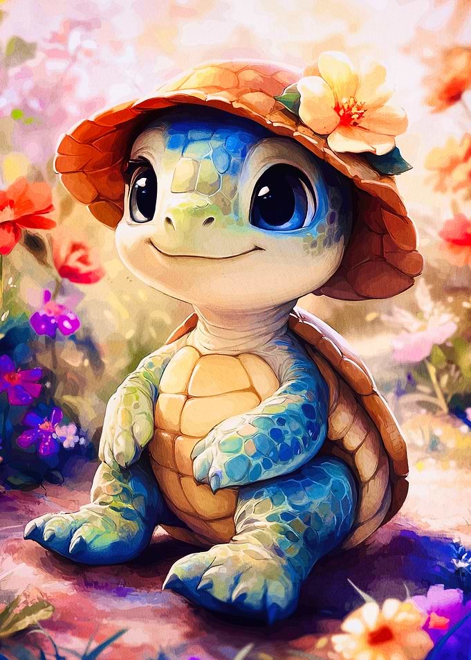 Turtle Hat Floral Garden