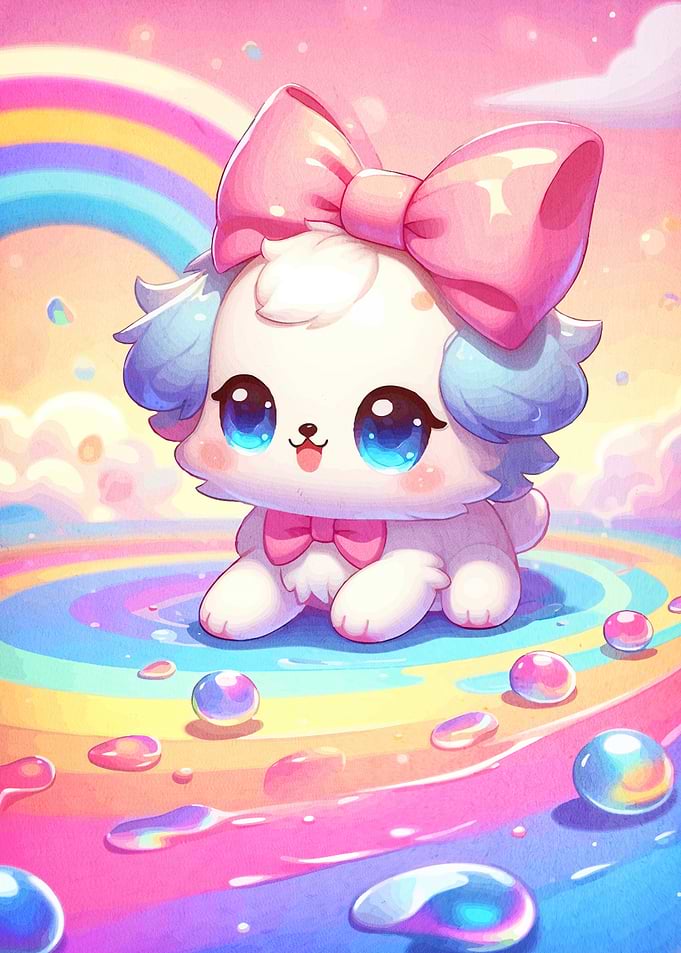 Puppy Bow Rainbow