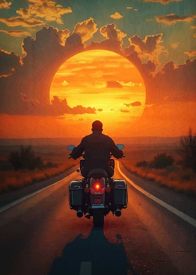 Motorcycle Ride Sunset