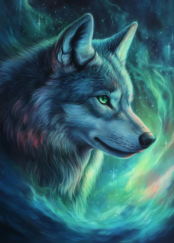 Aurora Wolf Portrait