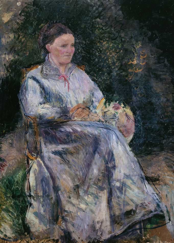 Seated Woman in Garden Painting