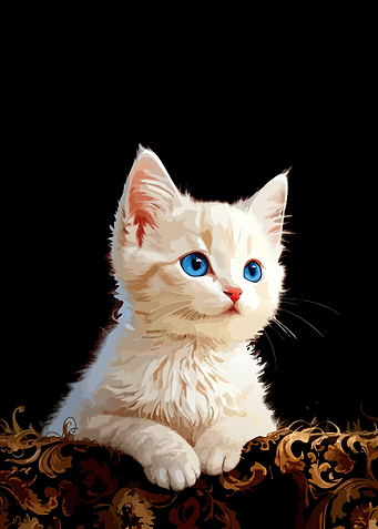 White Kitten with Blue Eyes Portrait