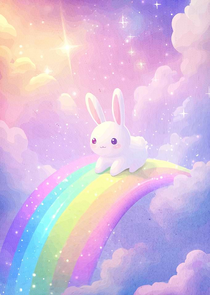 Cute Bunny Rainbow Watercolor