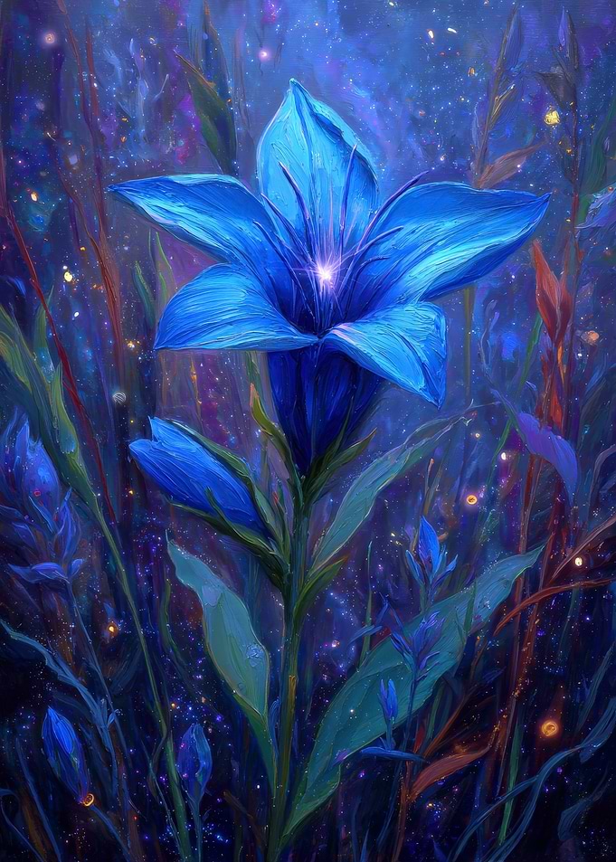 Blue Flower in a Cosmic Garden