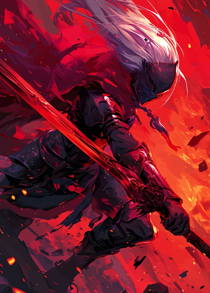 Red Warrior with Sword