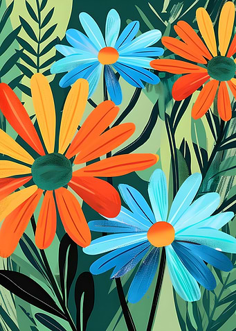 Abstract Whimsical Daisy Meadows