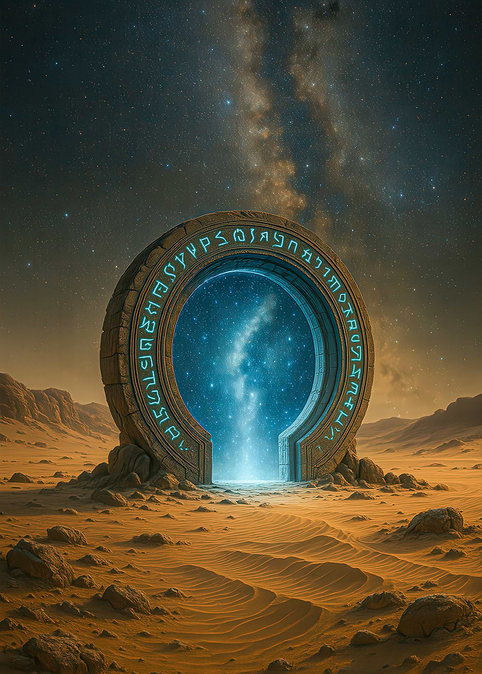 Fantasy Mystical Portal in Desert Landscape