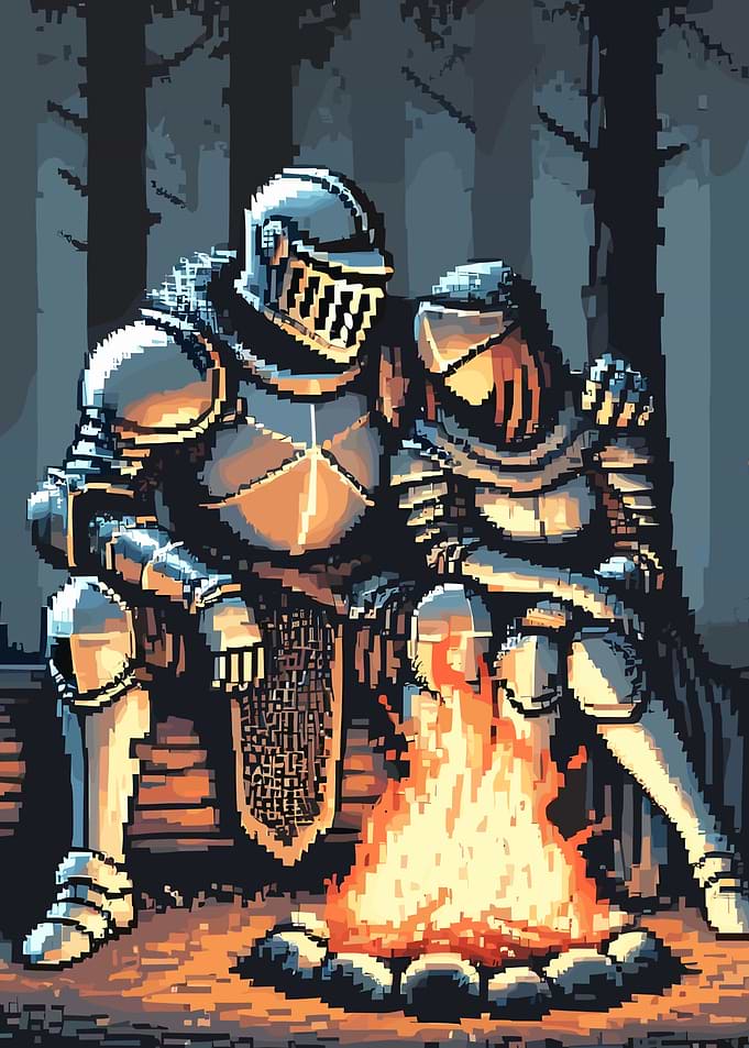 Pixel Art Knights by Campfire