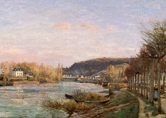 River Landscape Painting with Trees