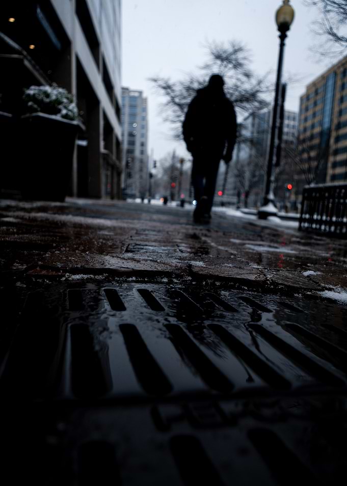 Winter Cityscape with Silhouettes