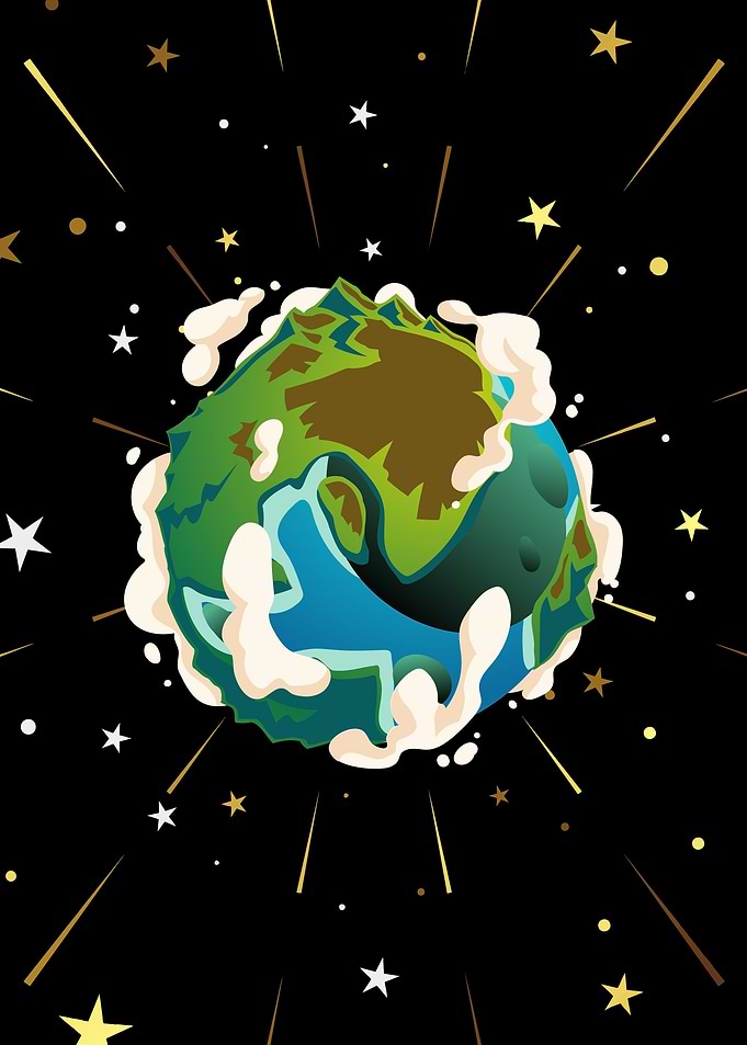 Stylized Earth in Space with Stars