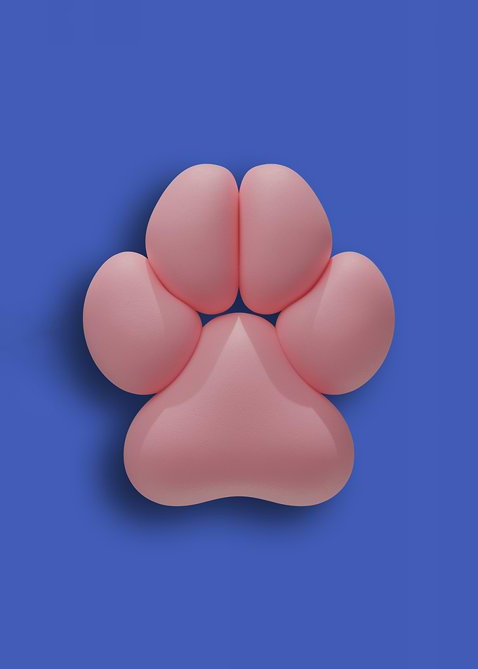 Pink Hyena Pawpads against a Deep Blue Background