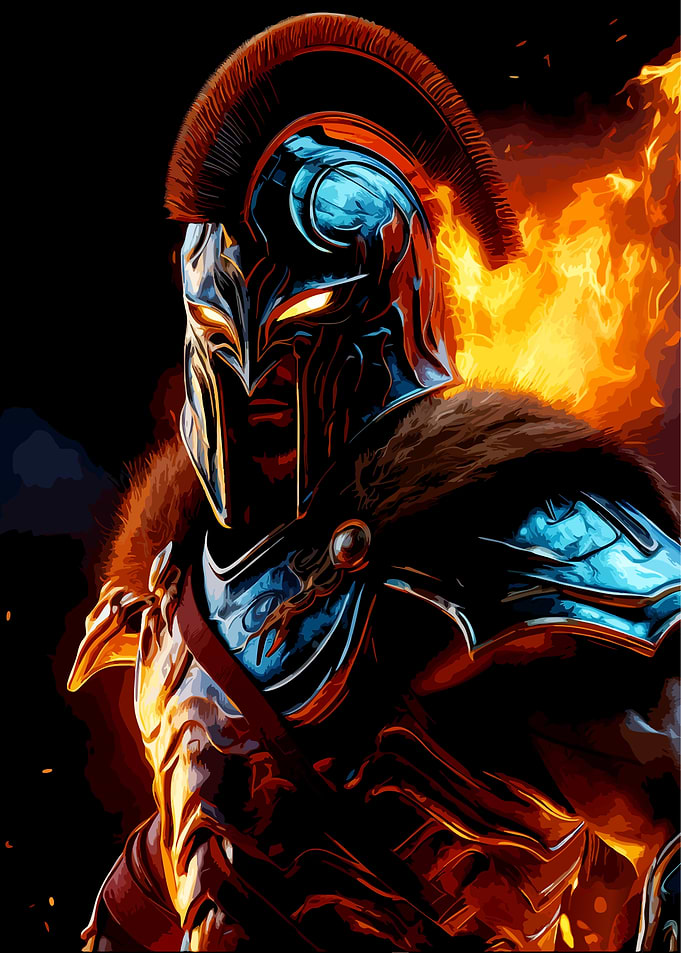 Fiery Spartan Warrior Digital Art