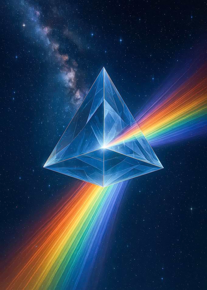 Fantasy Prism in Space with Rainbow Light
