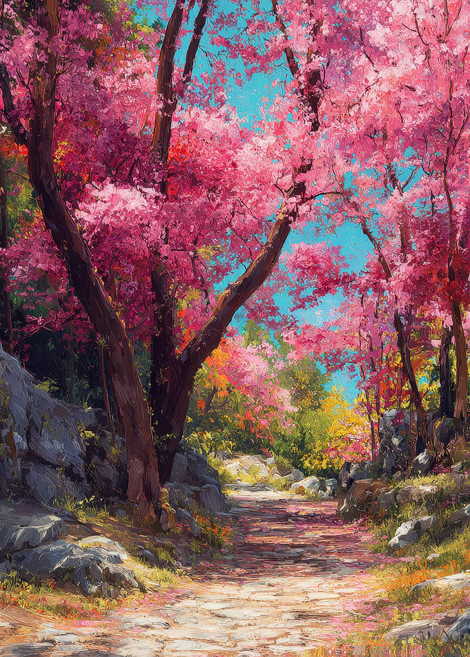 Cherry Blossom Path Painting