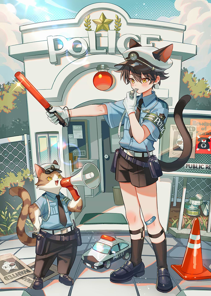 Anime Police Cat Officers