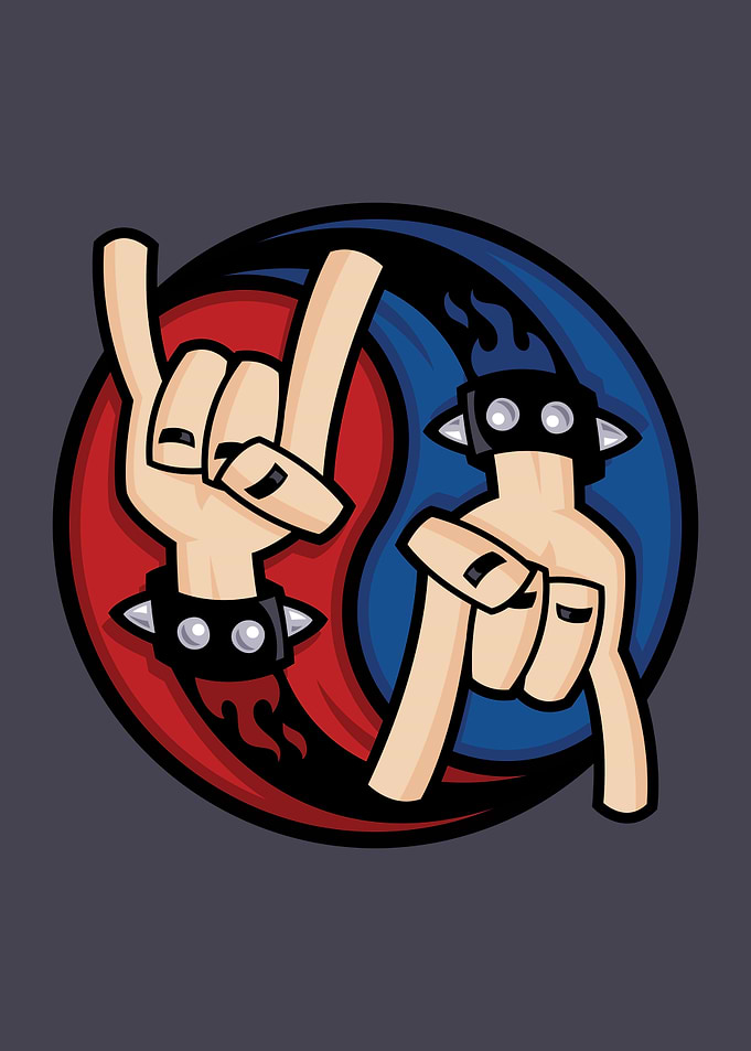 Rock and Roll Devil Horns Yin Yang
