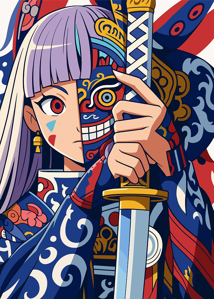 Anime Girl with Sword and Mask