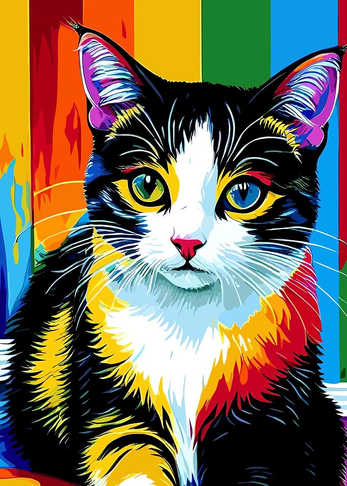 Colorful Cat Portrait
