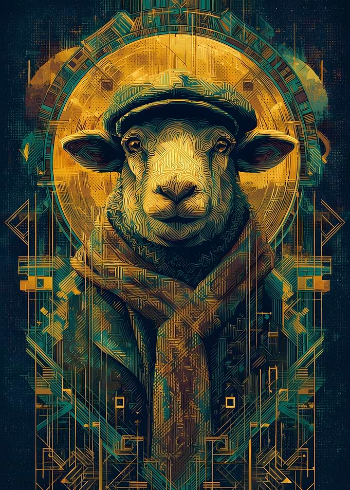 Art Deco Sheep Portrait