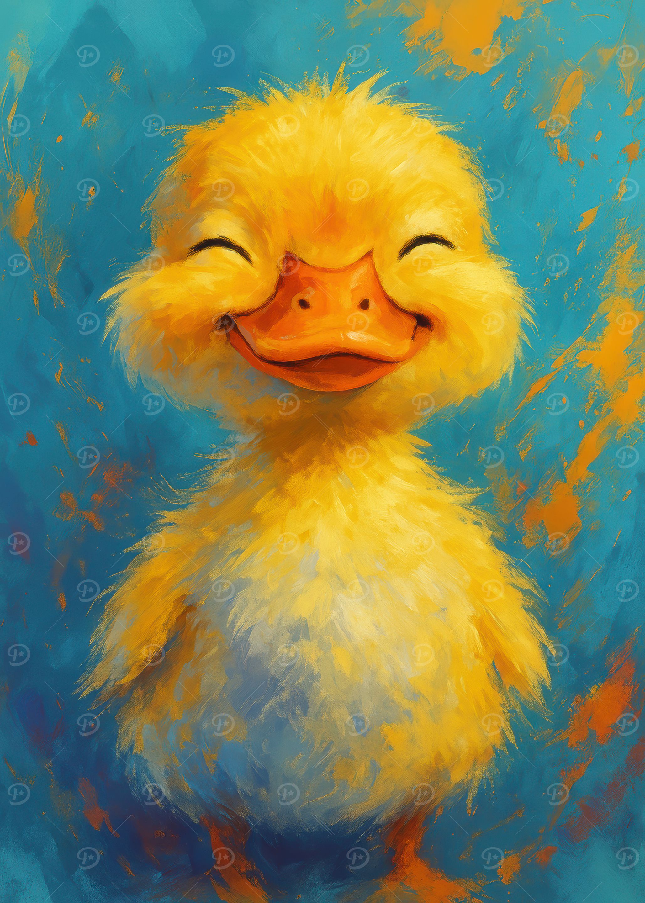 Smiling Yellow Duckling Painting