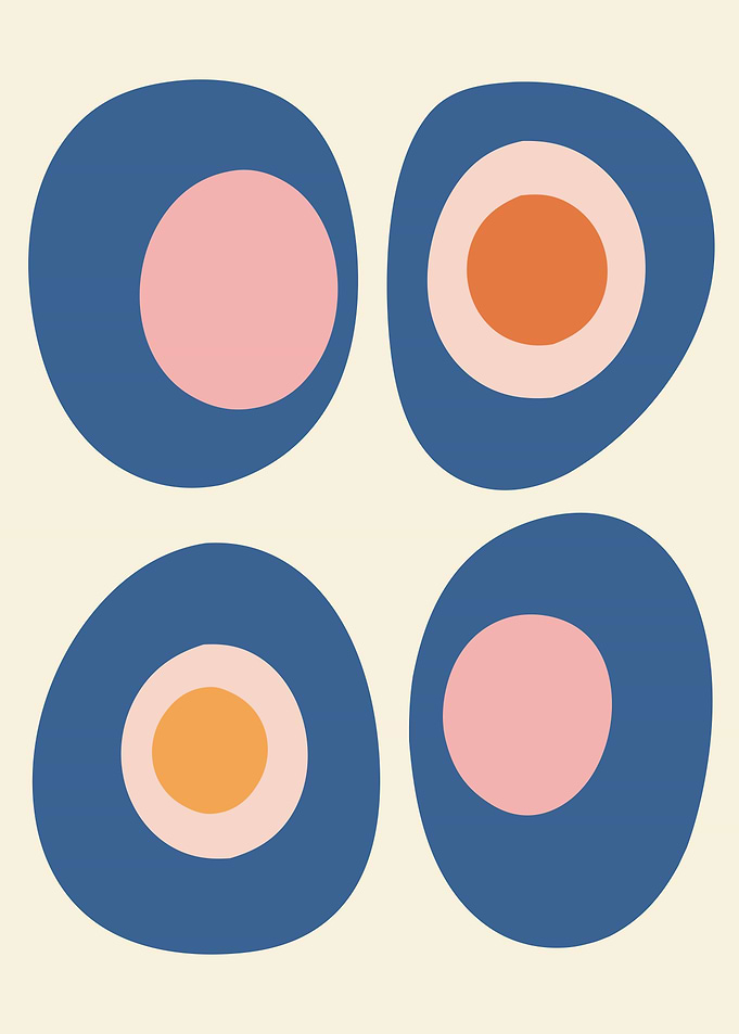 Abstract Shapes in Blue, Pink, and Orange