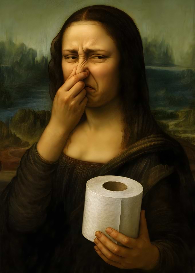 Mona Lisa Holding Toilet Paper