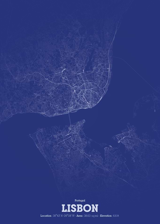 Lisbon City Map - Blueprint